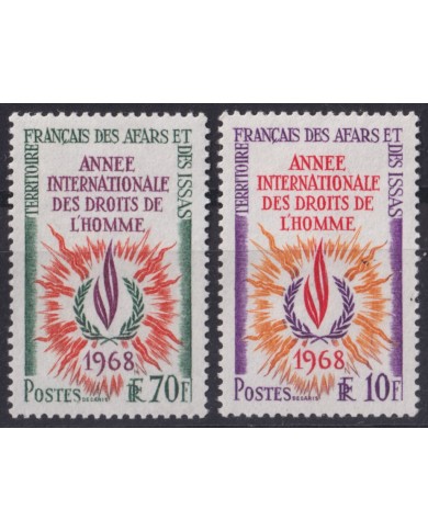 F-EX52972 AFARS ET DES ISSAS MNH 1968 INTERNATIONAL HUMANS RIGHT YEAR.