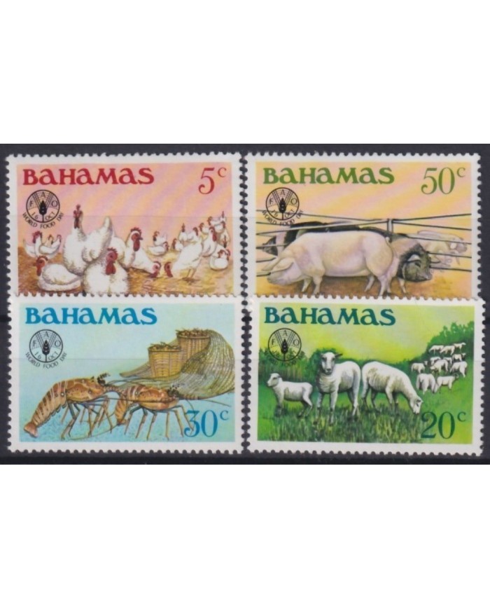 F-EX18521 BAHAMAS MNH FAO FOOT LOBSTER CHICKEN PIG WORLD FOOT DAY.