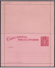 F-EX53433 CHILE UNUSED 2c COLUMBUS POSTAL STATIONERY CARD WITH RESPONSE.