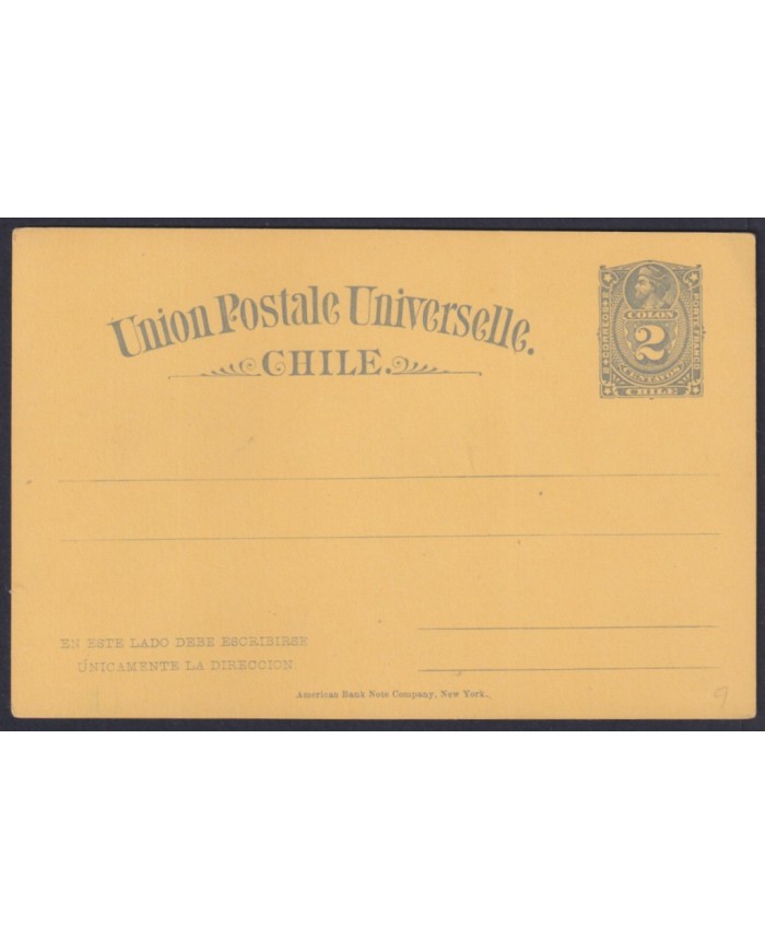 F-EX53432 CHILE UNUSED 2c COLUMBUS POSTAL STATIONERY CARD.