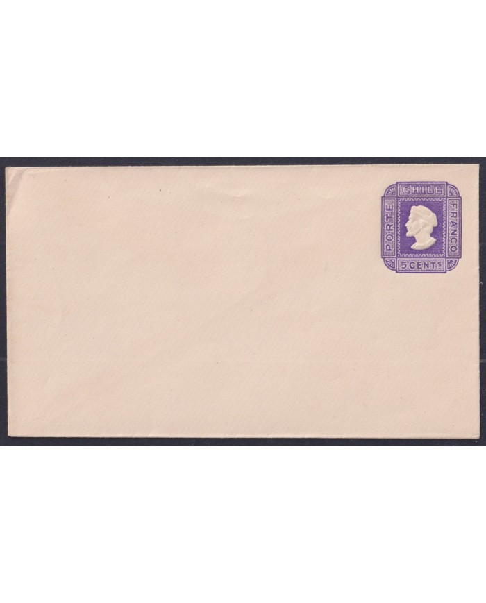 F-EX53446 CHILE UNUSED COVER 5c VIOLET COLUMBUS POSTAL STATIONERY.
