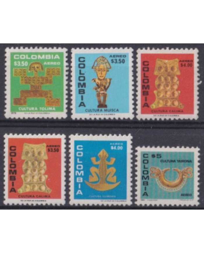 F-EX53211 COLOMBIA MNH 1978-79 ARCHEOLOGY GOLD ARTEFACTS.