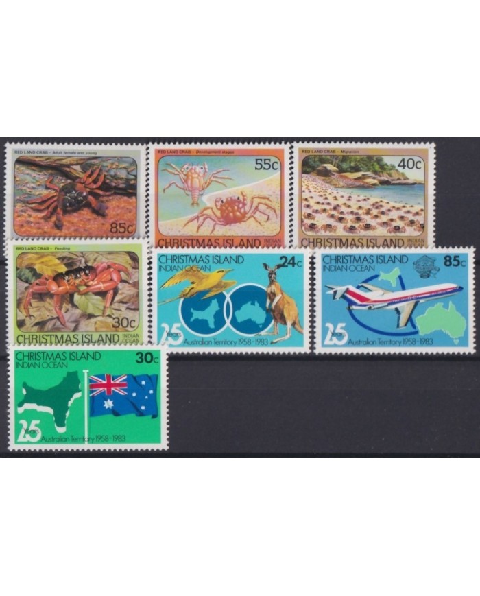 F-EX18532 CHRISTMAS IS MNH 1983-84 ENDEMICS FAUNA CRAB CANGREJOS 25 ANIV AUSTRALIAN TERRITORY.