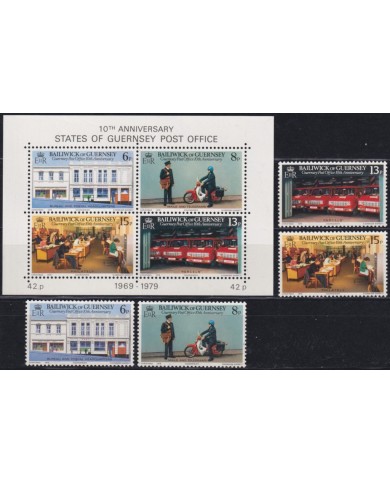 F-EX53827 UK ENGLAND GUERNSEY MNH 1979 10th ANNIV POST OFFICE WWII.