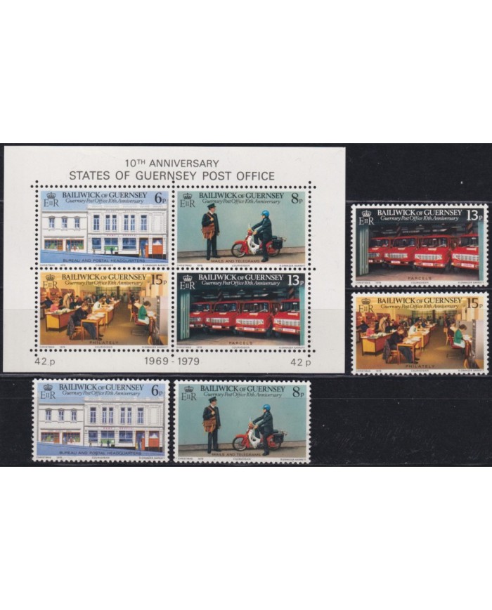 F-EX53827 UK ENGLAND GUERNSEY MNH 1979 10th ANNIV POST OFFICE WWII.