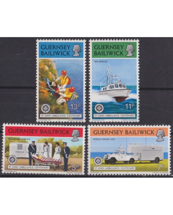 F-EX53829 UK ENGLAND GUERNSEY MNH 1977 ST JOHN AMBULANCE CENT SHIP HEALTH.