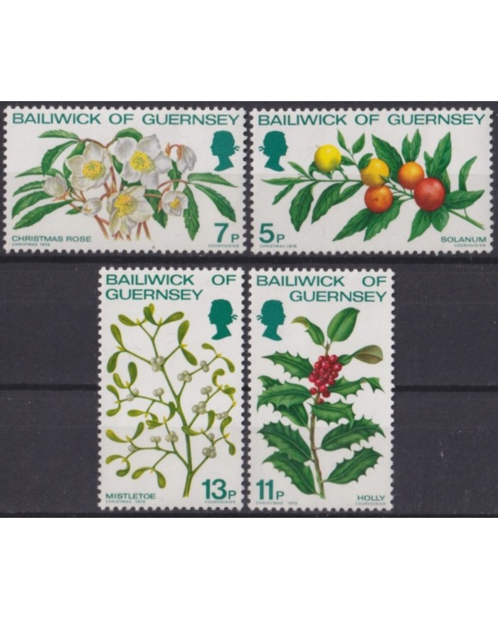 F-EX53831 UK ENGLAND GUERNSEY MNH 1978 CHRISTMAS NAVIDAD FLOWER FLORES FRUIT.