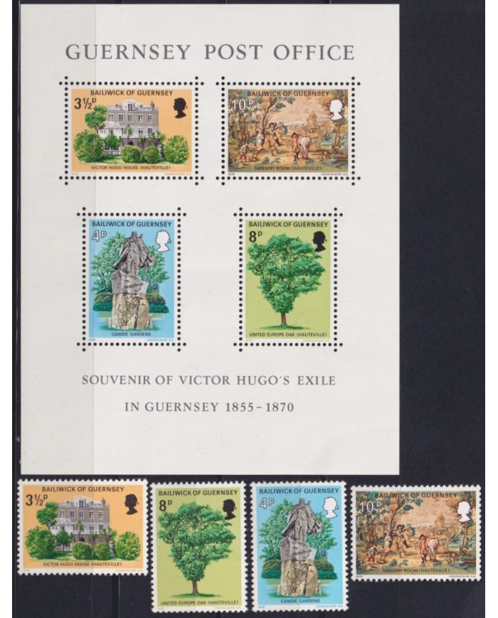 F-EX53109 UK ENGLAND GUERNSEY MNH 1975 VICTOR HUGO EXILE TREE.