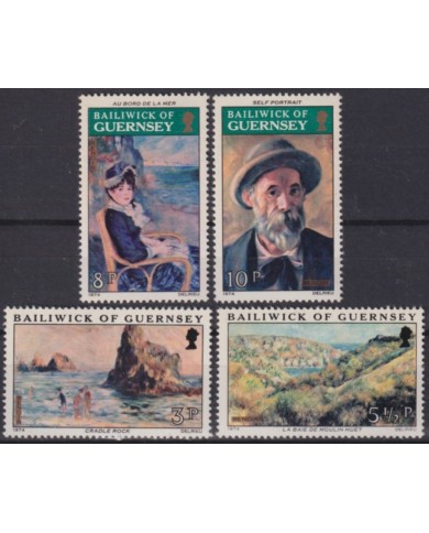 F-EX53836 UK ENGLAND GUERNSEY MNH 1974 ART PAINTING RENOIR.