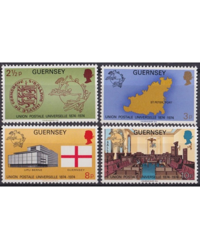 F-EX53837 UK ENGLAND GUERNSEY MNH 1974 UPU.