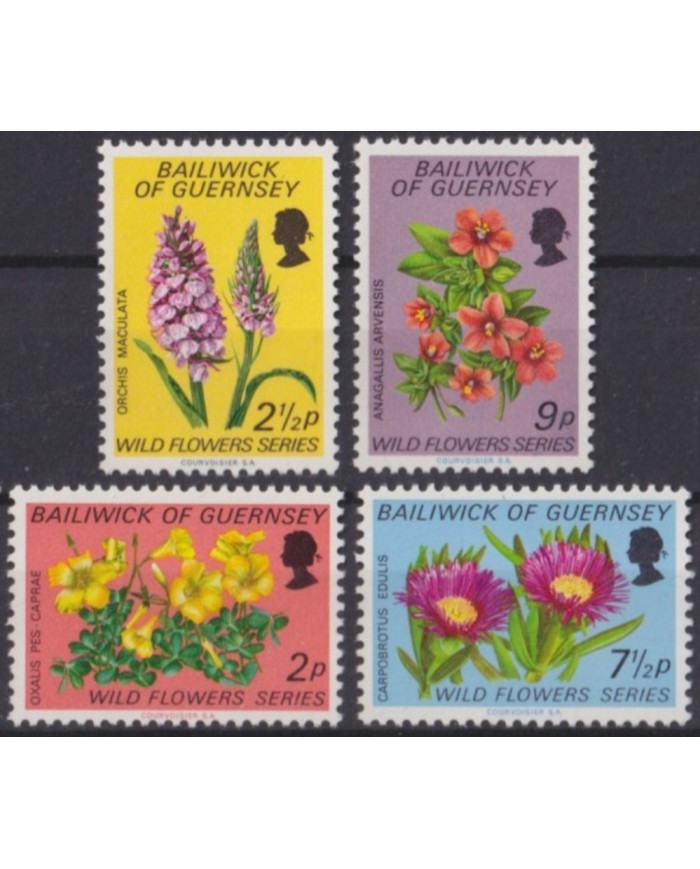 F-EX53842 UK ENGLAND GUERNSEY MNH 1974 BOTANICAL GARDEN WILD FLOWER.