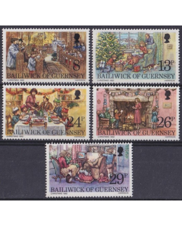 F-EX53969 UK ENGLAND GUERNSEY MNH 1982 CHRISTMAS NAVIDAD DRAWING.