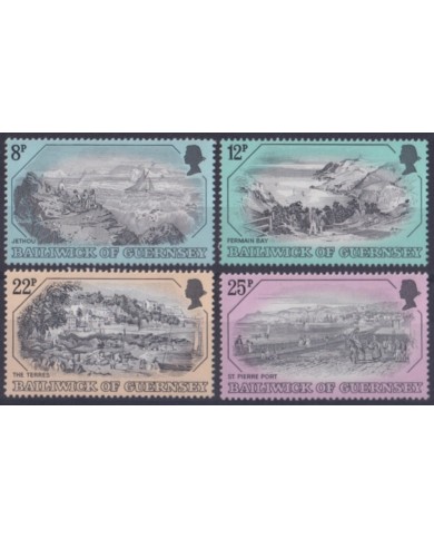F-EX53967 UK ENGLAND GUERNSEY MNH 1982 OLD PRINT ENGRAVING. SECOND SET.