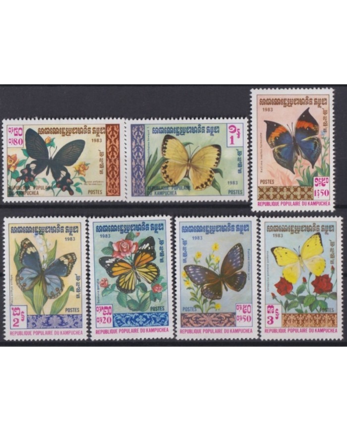 F-EX18542 CAMBODIA KAMPUCHEA MNH 1983 BUTTERFLIES MARIPOSAS PAPILLON.