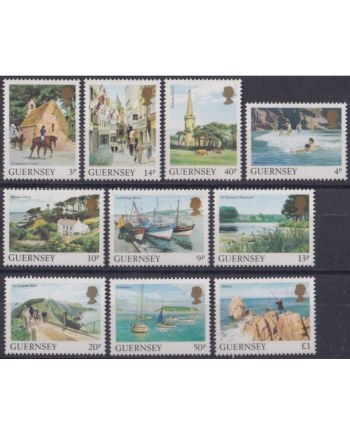 F-EX53934 UK ENGLAND GUERNSEY MNH 1984 DEFINITIVE SET LANDSCAPE ARCHITECTURE.