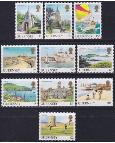 F-EX53938 UK ENGLAND GUERNSEY MNH 1985 DEFINITIVE SET LANSCAPE SHIP.
