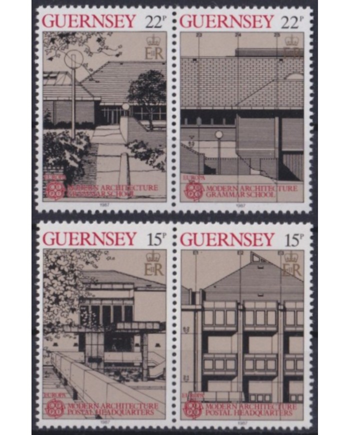 F-EX53944 UK ENGLAND GUERNSEY ALDERNEY MNH 1987 MODERN ARCHITECTURE.