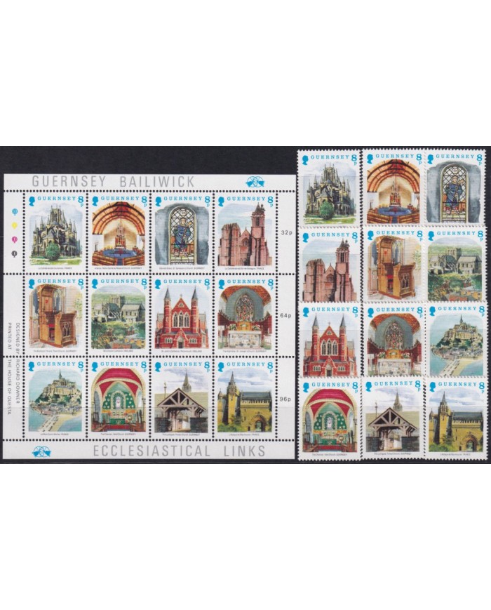 F-EX53137 UK ENGLAND GUERNSEY MNH 1988 CHRISTMAS NAVIDAD CHURCHS ARCHITECTURTE.