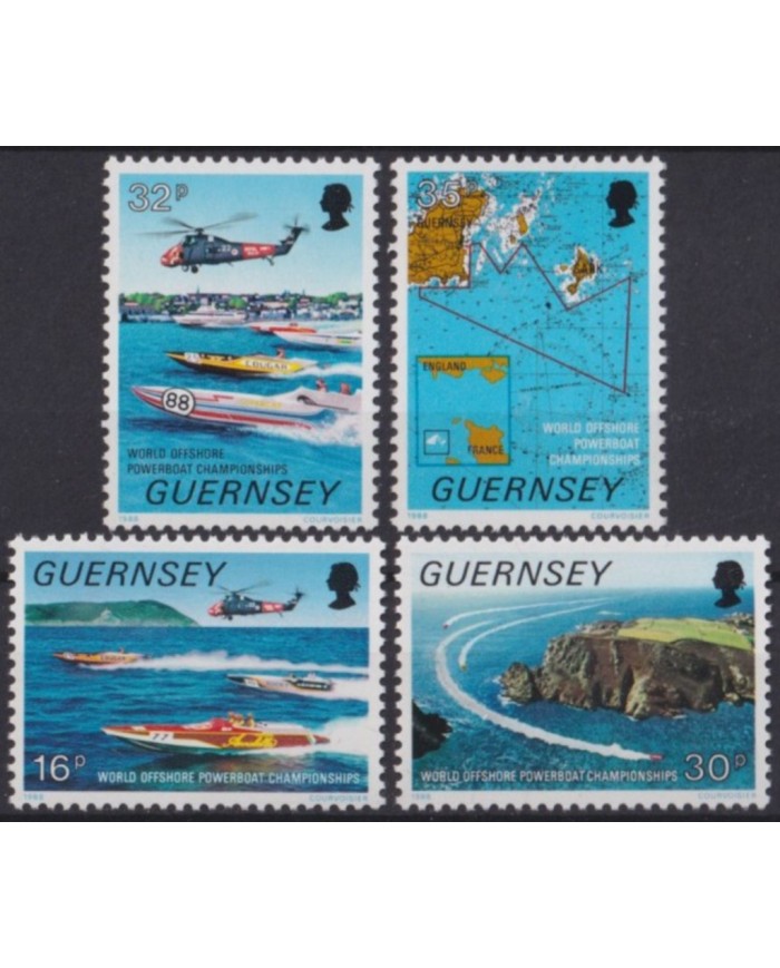 F-EX53950 UK ENGLAND GUERNSEY MNH 1988 OFFSHORE POWERBOAT CHAMPIONSHIP.