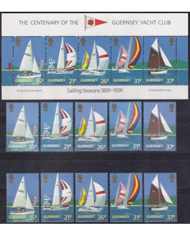 F-EX53145 UK ENGLAND GUERNSEY MNH 1991 CENT GUERNSEY YACHT CLUB SAILING SHIP.