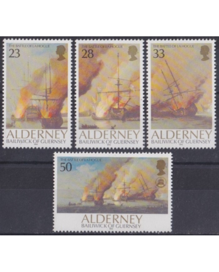 F-EX53919 UK ENGLAND GUERNSEY ALDERNEY MNH 1992 ART PAINTING BATTLESHIP SHIP.