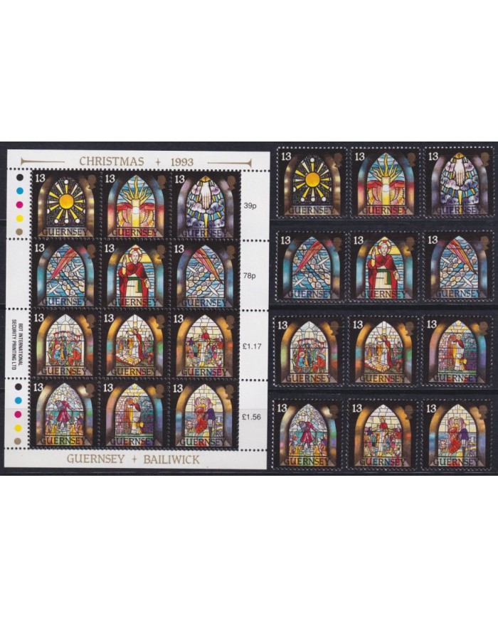 F-EX53131 UK ENGLAND GUERNSEY MNH 1993 CHRISTMAS NAVIDAD PAINTING GLASS ART.