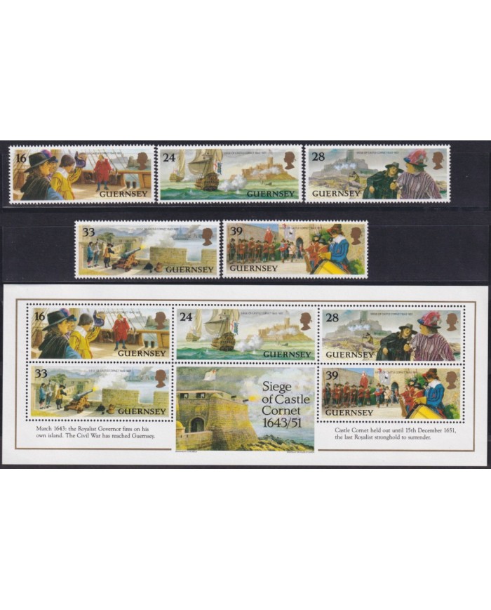 F-EX53130 UK ENGLAND GUERNSEY MNH 1993 SIEGE OF CASTLE CORNET BATTLESHIP SHIP.