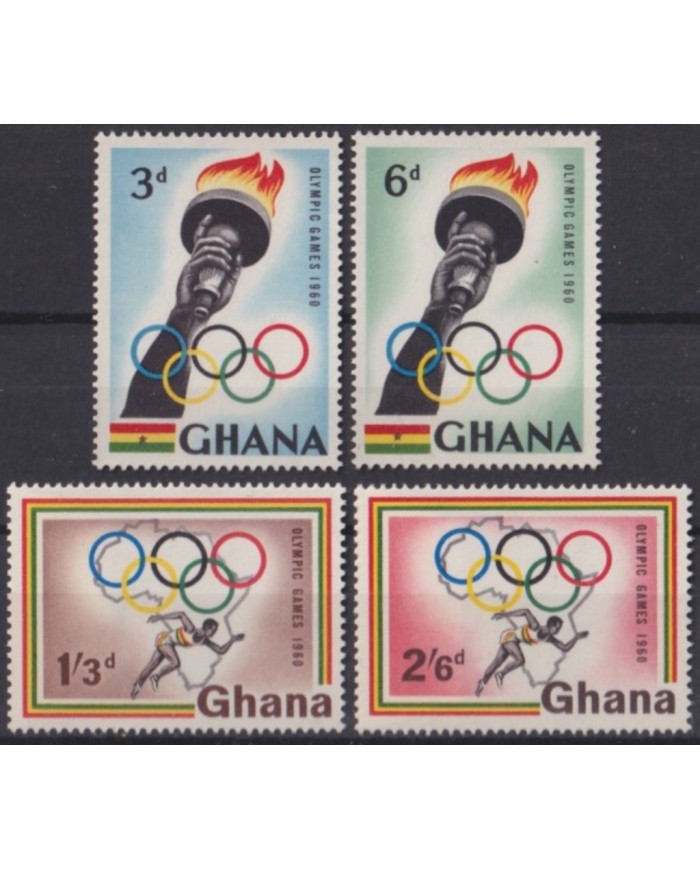 F-EX53874 GHANA MNH 1960 OLYMPIC GAMES ROMA TOURCH OLYMPIC RING.