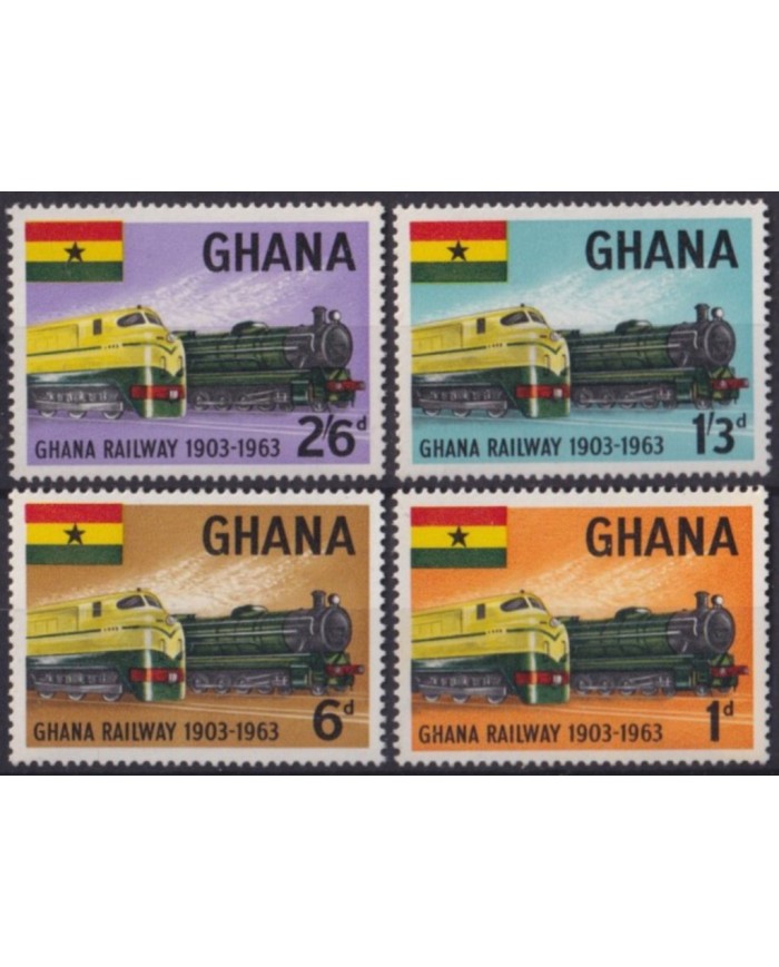 F-EX53888 GHANA MNH 1963 RAILROAD RAILWAYS 50th ANNIV.