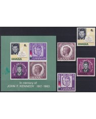 F-EX53117 GHANA MNH 1963 IN MEMORIAN JOHN F. KENNEDY SET + SHEET.