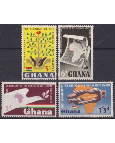 F-EX53890 GHANA MNH 1964 FIRST ANNIV AFRICA UNITY SIGNING CHARTER.