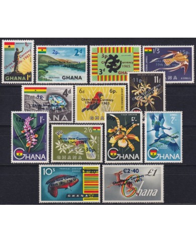 F-EX53120 GHANA MNH 1965 OVERPRINT NEW VALUE BIRD FISH ANTELOPE DIAMONT.