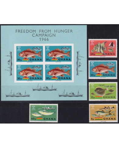 F-EX53115 GHANA MNH 1966 FREEDOM FROM HUNGER CAMPAING FISH.