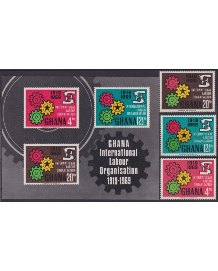 F-EX53862 GHANA MNH 1969 50th ANNIV OF INTERNATIONAL LABOR ORGANIZATION.