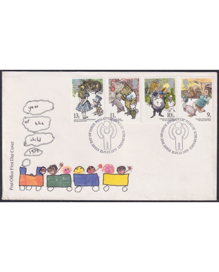 F-EX51311 UK ENGLAND FDC EDINBURGH 1979 UNICEF CHILDREN DRAWING.