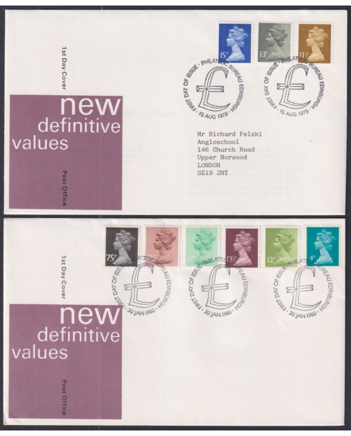 F-EX51315 UK ENGLAND FDC EDINBURGH 1979 NEW MACHIN DEFINITIVE VALUE.