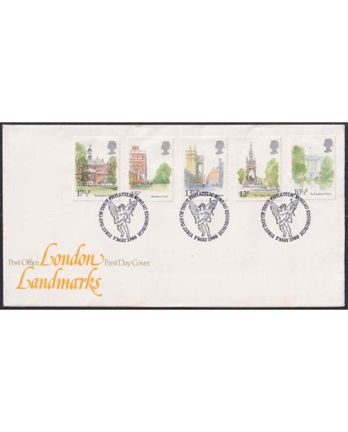 F-EX51320 UK ENGLAND FDC EDINBURGH 1980 LONDON LANDMARKS LANSCAPE ART PAINTING.