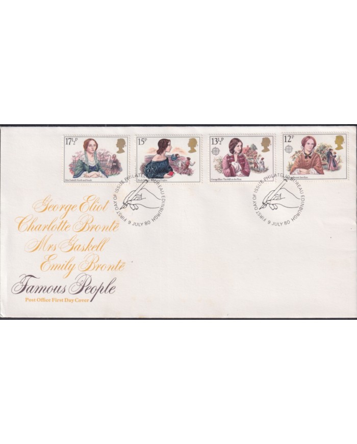 F-EX51321 UK ENGLAND FDC EDINBURGH 1980 EMILY BRONTE GEORGE ELIOT GASKELL.