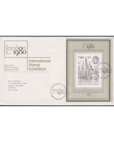 F-EX51322 UK ENGLAND FDC EDINBURGH 1980 INTERNATIONAL STAMPS EXHIBITION SHEET.