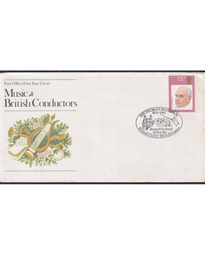 F-EX51331 UK ENGLAND FDC ROSSALL SCHOOL 1980 MUSIC FAMOUS CONDUCTORS.