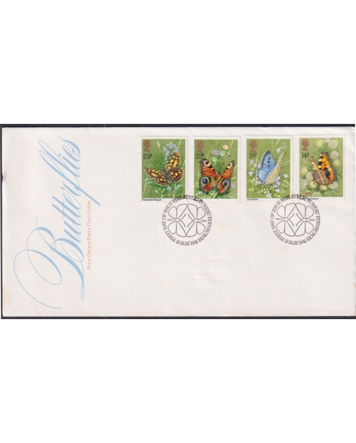 F-EX51344 UK ENGLAND FDC EDINBURGH 1981 BUTTERFLIES PAPILLON MARIPOSAS.