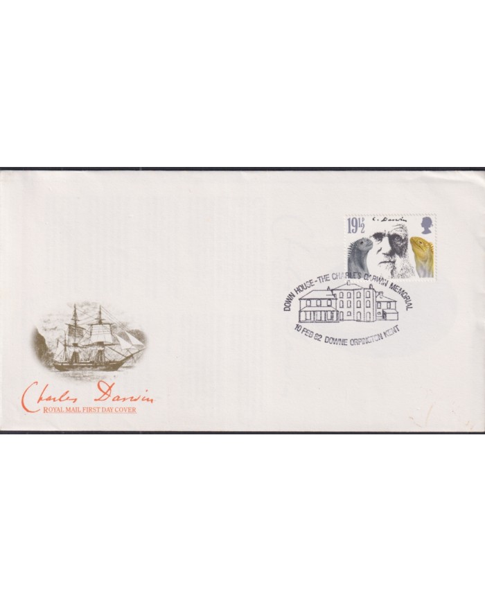 F-EX51352 UK ENGLAND FDC DOWN HOUSE 1982 CHARLES DARWIN MEMORIAL.
