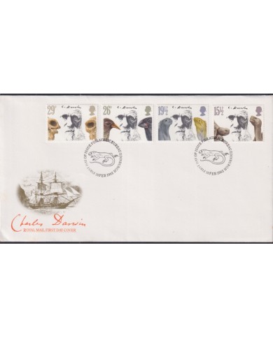 F-EX51353 UK ENGLAND FDC EDINBURGH 1982 CHARLES DARWIN FAUNA LIZARD BIRD.