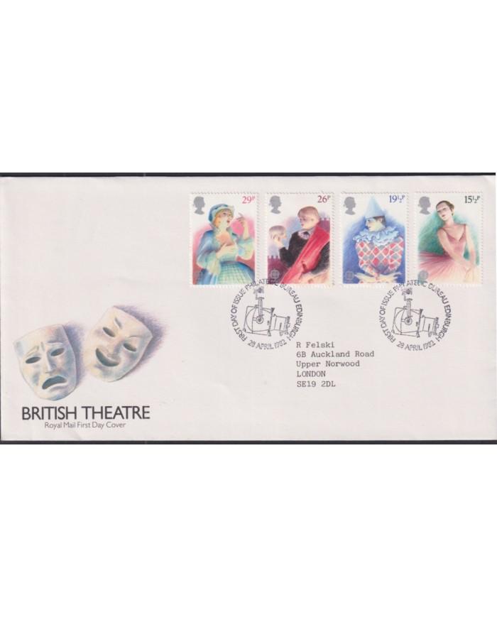 F-EX51358 UK ENGLAND FDC EDINBURGH 1982 BRITISH THEATRE BALLET OPERA.