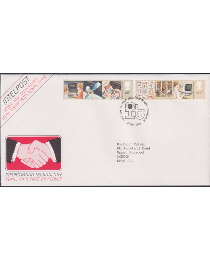 F-EX51363 UK ENGLAND FDC EDINBURGH 1982 INTELPOST INFORMATION & TECHNOLOGY.