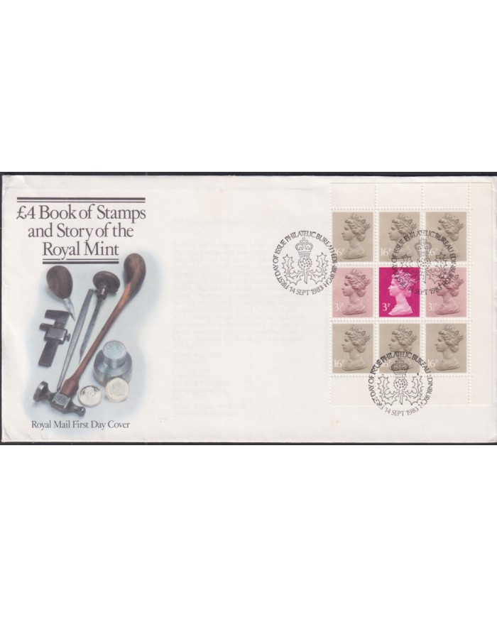 F-EX51373 UK ENGLAND FDC EDINBURGH 1983 STORY ROYAL MINT NEW MACHIN DEFINITIVE VALUE.