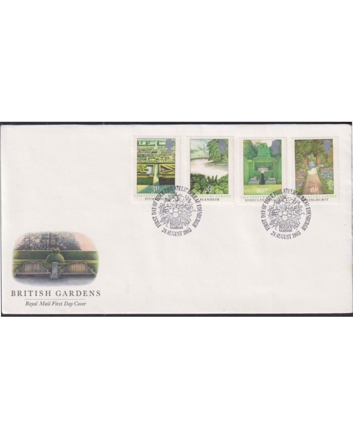 F-EX51374 UK ENGLAND FDC EDINBURGH 1983 BRITISH GARDEN FLOWERS FLORES.