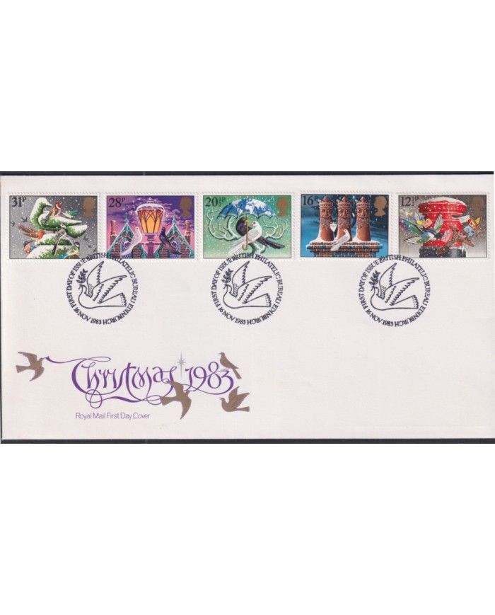 F-EX51375 UK ENGLAND FDC EDINBURGH 1983 CHRISTMAS NAVIDAD DRAWING.