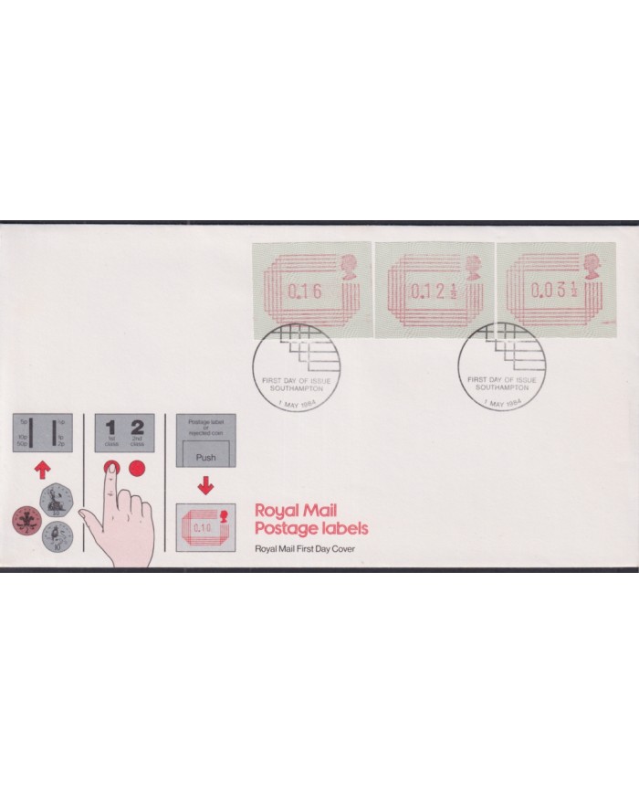 F-EX51381 UK ENGLAND FDC SOUTHAMPTON 1984 POSTAGE LEBELS ATM