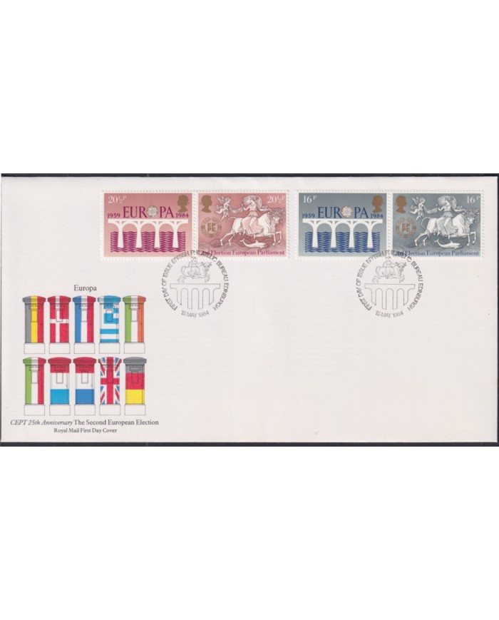 F-EX51386 UK ENGLAND FDC EDINBURGH 1984 EUROPA CEPT BIRDGES SECOND ELECTIONS.